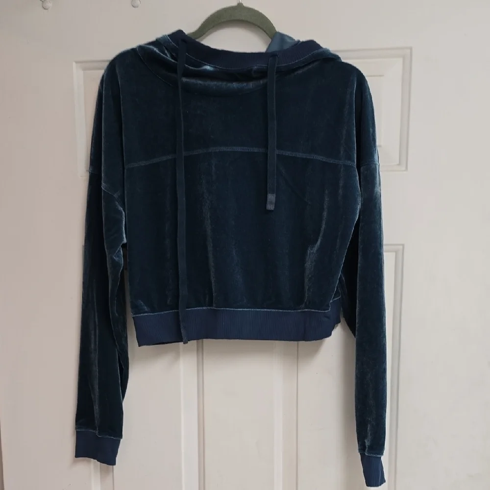 Alo Yoga Velvet Layer Long Sleeve Hooded Crop Top